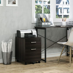 Vinsetto 2-Drawer Locking Office Filing Cabinet 5 Wheels Rolling Storage Brown