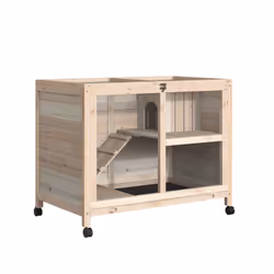 PawHut Wood Rabbit Hutch Bunny Cage Pet House Indoor W/ Tray Ramp, Natural - Additional view 8