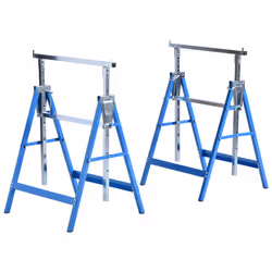 HOMCOM Set Of 2 Steel Saw Horses Telescopic Builders Work Bench Folding Blue - Additional view 8