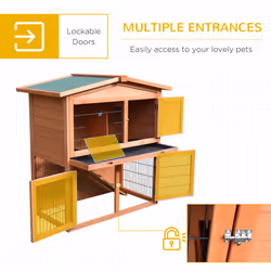 PawHut Rabbit Hutch, 2-Tier Bunny Cage with No-Leak Tray & Ramp, Outdoor