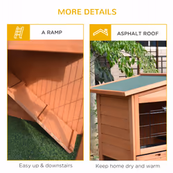 PawHut Rabbit Hutch, 2-Tier Bunny Cage with No-Leak Tray & Ramp, Outdoor - Additional view 4
