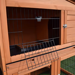 PawHut Rabbit Hutch, 2-Tier Bunny Cage with No-Leak Tray & Ramp, Outdoor - Additional view 5