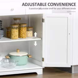 HOMCOM Rubber Wood Top Kitchen Cupboard Side Cabinet Island w/Adjustable Shelf - Additional view 4