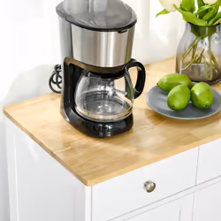 HOMCOM Rubber Wood Top Kitchen Cupboard Side Cabinet Island w/Adjustable Shelf - Additional view 7