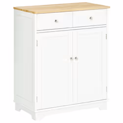 HOMCOM Rubber Wood Top Kitchen Cupboard Side Cabinet Island w/Adjustable Shelf - Additional view 8