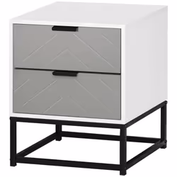 HOMCOM Bedside Cabinet with Metal Base and 2 Drawer Storage for Home Office