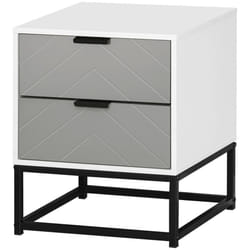 HOMCOM Bedside Cabinet with Metal Base and 2 Drawer Storage for Home Office