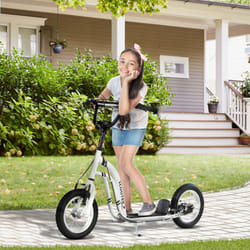 HOMCOM Kids Stunt Scooter with 12" Rubber Tyres, Adjustable Handlebar, White