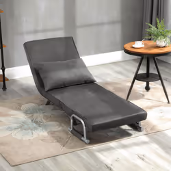 HOMCOM Single Folding 5 Position Convertible Sleeper Chair Bed Grey