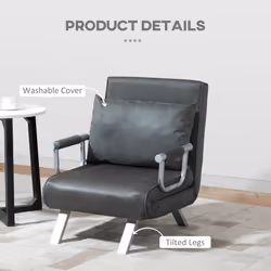 HOMCOM Single Folding 5 Position Convertible Sleeper Chair Bed Grey
