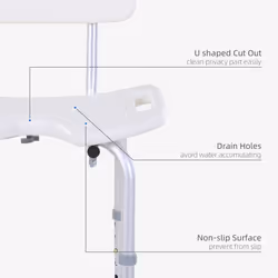 HOMCOM Adjustable Aluminum Shower Bath Stool Spa Chair w/ Non-Slip Feet, Handle