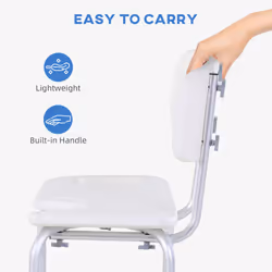 HOMCOM Adjustable Aluminum Shower Bath Stool Spa Chair w/ Non-Slip Feet, Handle - Additional view 5