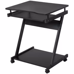 HOMCOM Movable Computer Desk with 4 Moving Wheels Sliding Keyboard Tray Black - Additional view 8