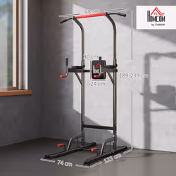 HOMCOM Power Tower Station Pull Up Bar w/Adjustable Height for Home Gym Workout