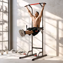 HOMCOM Power Tower Station Pull Up Bar w/Adjustable Height for Home Gym Workout
