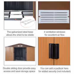 Outsunny 2-Door Galvanised Metal Garden Shed - Additional view 4