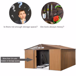 Outsunny 2-Door Galvanised Metal Garden Shed - Additional view 6