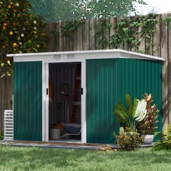Outsunny 9 x 4FT Metal Garden Storage Shed w/ 2 Door, Dark Green