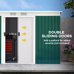 Outsunny 9 x 4FT Metal Garden Storage Shed w/ 2 Door, Dark Green