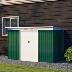 Outsunny 9 x 4FT Metal Garden Storage Shed w/ 2 Door, Dark Green - Additional view 6