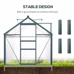 Outsunny 6x10ft Walk-In Polycarbonate Greenhouse Plant Grow Galvanized Aluminium - Additional view 5