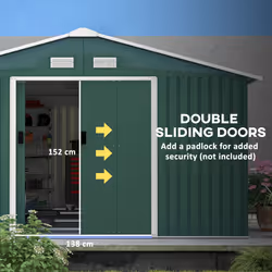Outsunny 13 x 11ft Garden Shed Storage with Foundation Kit and Vents, Green - Additional view 4