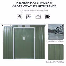 Outsunny 7 x 4ft Metal Garden Storage Shed w/ Double Door Green