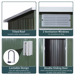 Outsunny 7 x 4ft Metal Garden Storage Shed w/ Double Door Green - Additional view 4