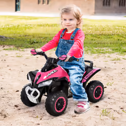 HOMCOM No Power Quad Toddler Ride on Car Foot-to-Floor Sliding Pink