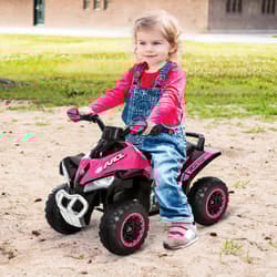 HOMCOM No Power Quad Toddler Ride on Car Foot-to-Floor Sliding Pink