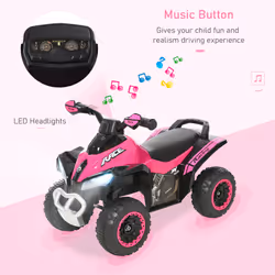 HOMCOM No Power Quad Toddler Ride on Car Foot-to-Floor Sliding Pink