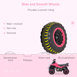 HOMCOM No Power Quad Toddler Ride on Car Foot-to-Floor Sliding Pink