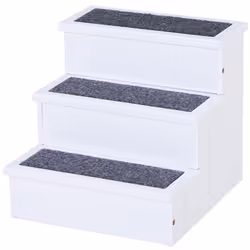 PawHut 3 Step Wooden Dog Steps Pet Stairs Cat Ladder for Bed with Storage White - Additional view 8
