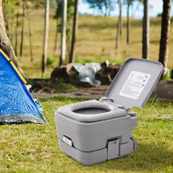 HOMCOM 10L Portable Travel Toilet Outdoor Camping with 2 Detachable Tanks Grey