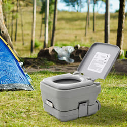 HOMCOM 10L Portable Travel Toilet Outdoor Camping with 2 Detachable Tanks Grey