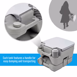 HOMCOM 10L Portable Travel Toilet Outdoor Camping with 2 Detachable Tanks Grey