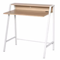 HOMCOM 2-Tier Storage Computer Workstation with Shelf, Metal Frame White - Additional view 8