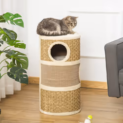 PawHut Cat Scratching Barrel Kitten Tree Tower with Sisal and Seaweed Rope - Additional view 6