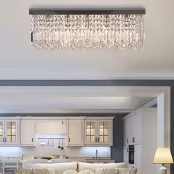 HOMCOM Modern Crystal Ceiling Light Square Chandelier for Home Office