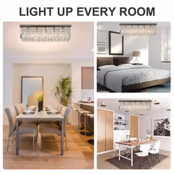 HOMCOM Modern Crystal Ceiling Light Square Chandelier for Home Office - Additional view 4