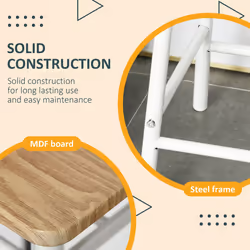 HOMCOM 3-Piece Dining Set with 2 Matching Chairs and 1 Table, White and Oak - Additional view 5