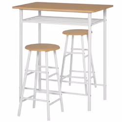 HOMCOM 3-Piece Dining Set with 2 Matching Chairs and 1 Table, White and Oak - Additional view 8