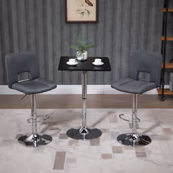 HOMCOM Adjustable Height Bar Table with Metal Frame and Square Tabletop
