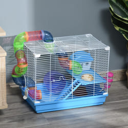 Pawhut Hamster Cage Carrier Small Animal House w/ Exercise Wheels Tunnel Tube