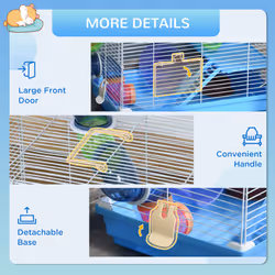 Pawhut Hamster Cage Carrier Small Animal House w/ Exercise Wheels Tunnel Tube - Additional view 4