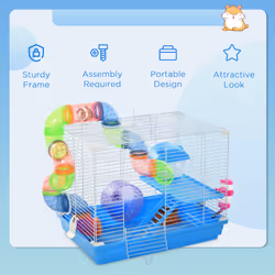 Pawhut Hamster Cage Carrier Small Animal House w/ Exercise Wheels Tunnel Tube - Additional view 5
