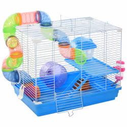 Pawhut Hamster Cage Carrier Small Animal House w/ Exercise Wheels Tunnel Tube - Additional view 8