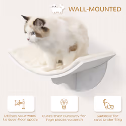 PawHut Wood Cat Shelf Perch Bed Curved Climber Wall-Mounted Cat Furniture