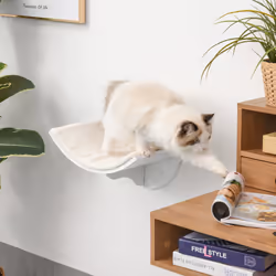 PawHut Wood Cat Shelf Perch Bed Curved Climber Wall-Mounted Cat Furniture - Additional view 6