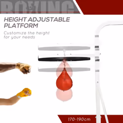 HOMCOM Freestanding Speed Bag Platform, Adjustable Boxing Punch Bag, White